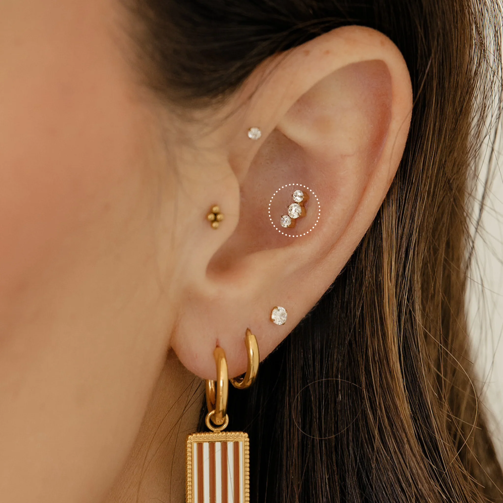 Triple CZ Flat Back Stud - Image 3