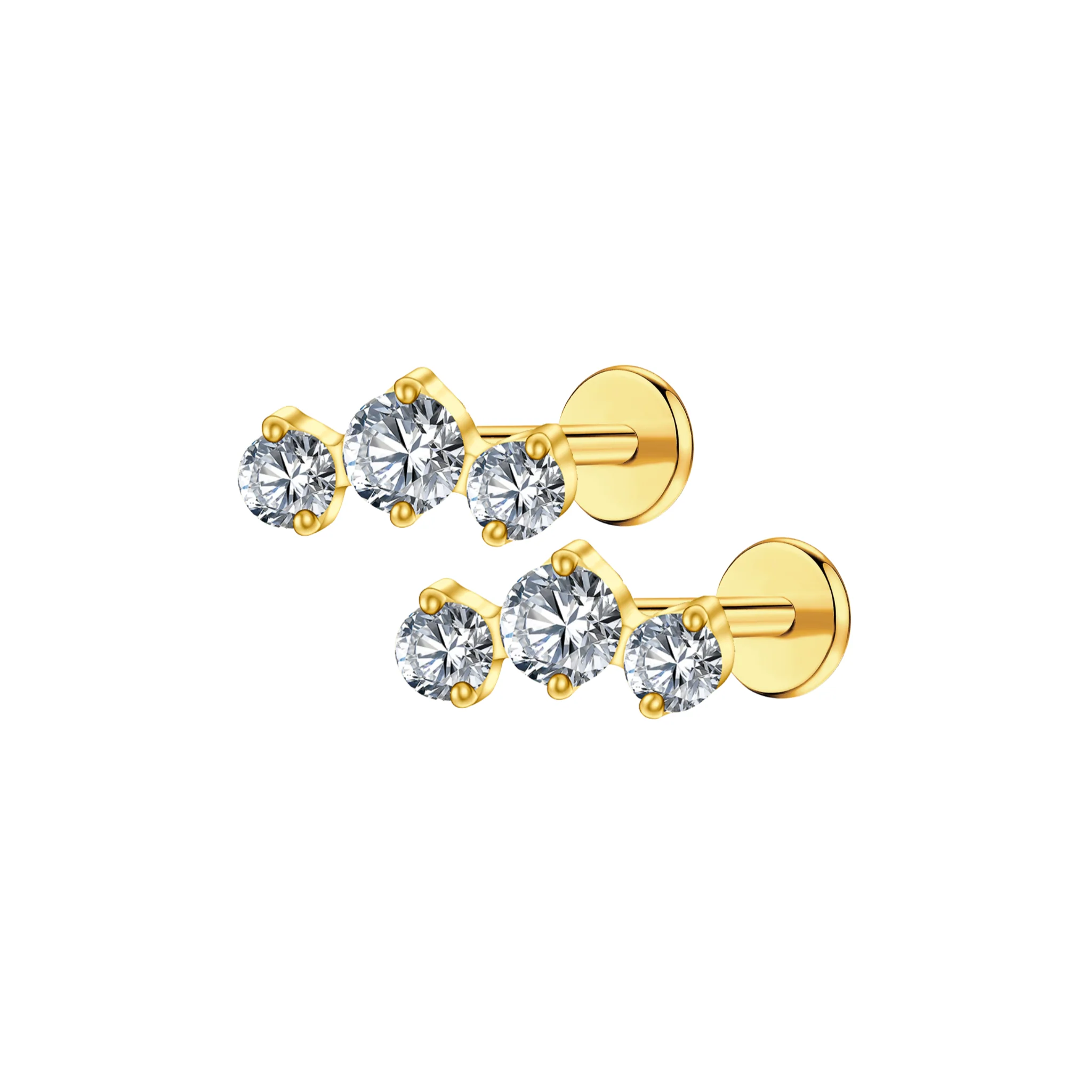 Triple CZ Flat Back Stud - Image 6