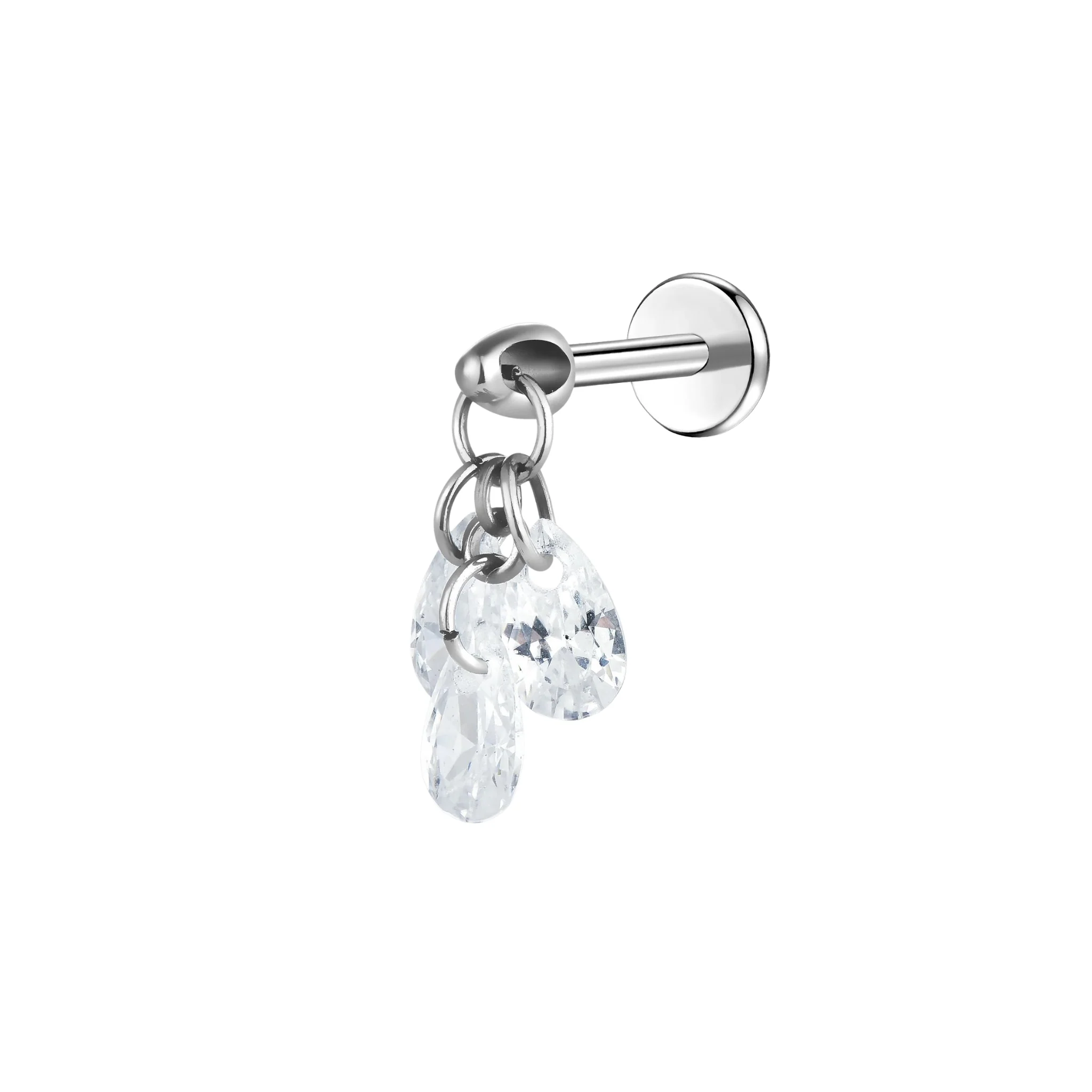 Triple Teardrop Dangle Flat Back Stud - Image 2