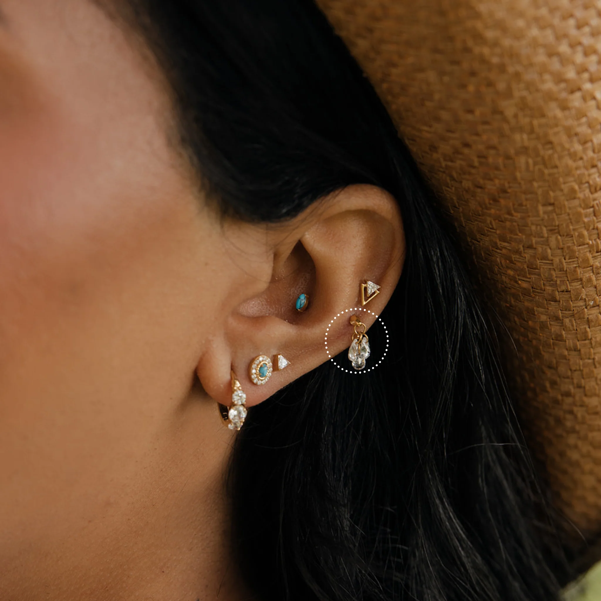 Triple Teardrop Dangle Flat Back Stud - Image 3