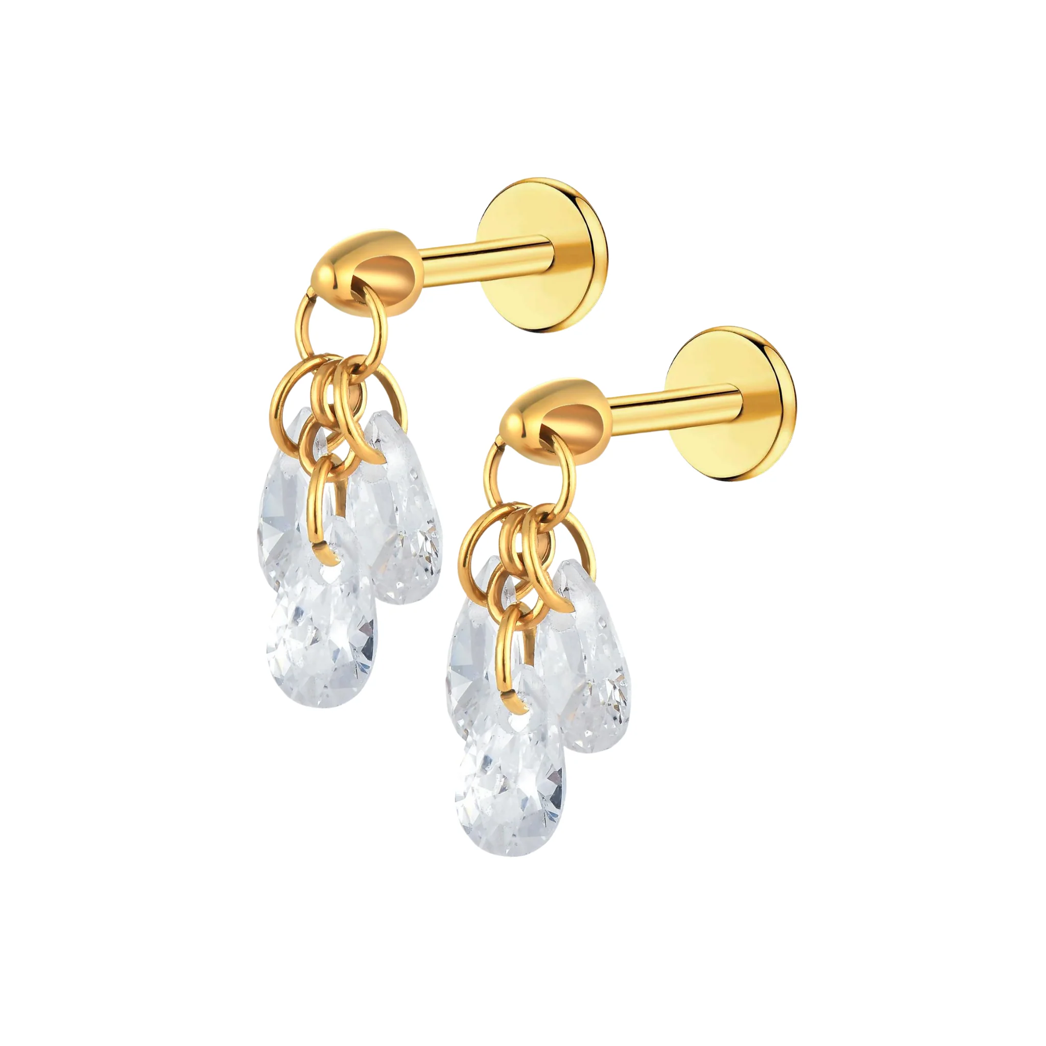 Triple Teardrop Dangle Flat Back Stud - Image 8
