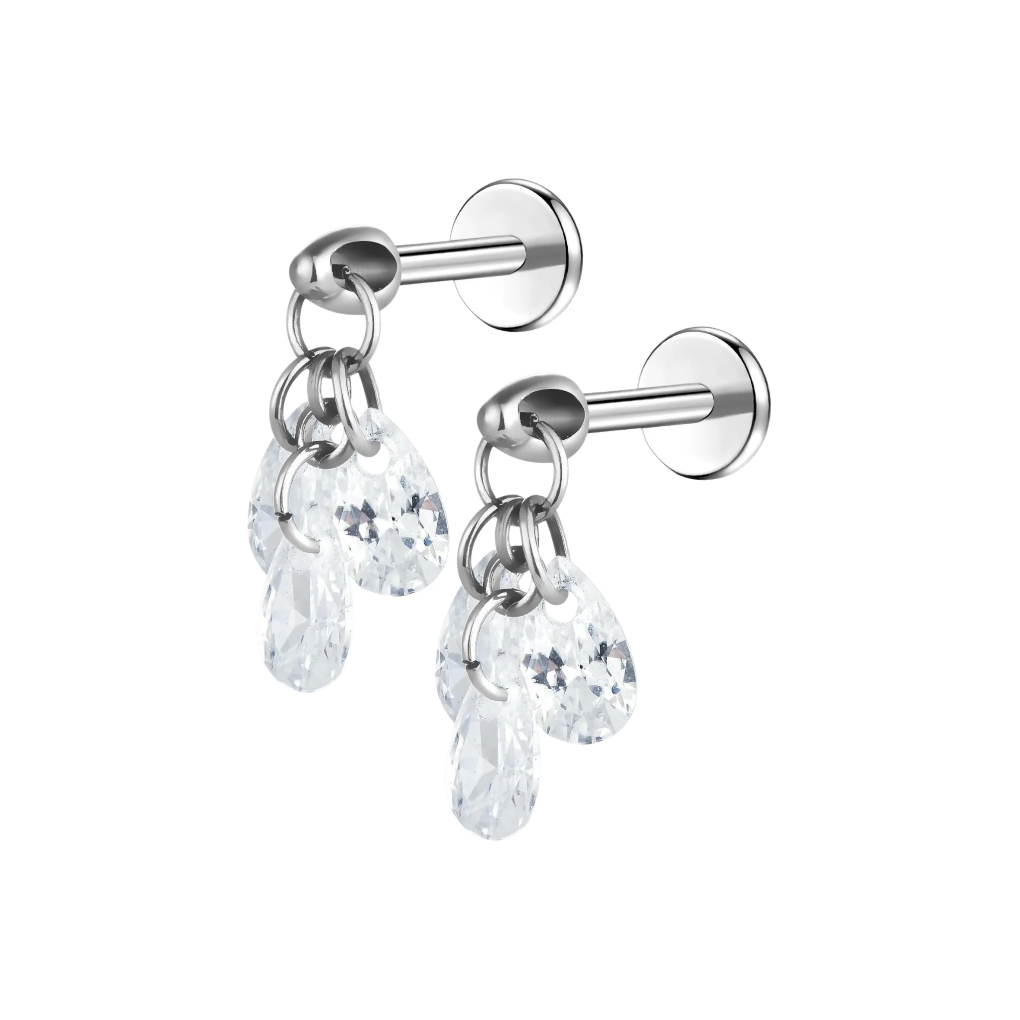 Triple Teardrop Dangle Flat Back Stud - Image 9