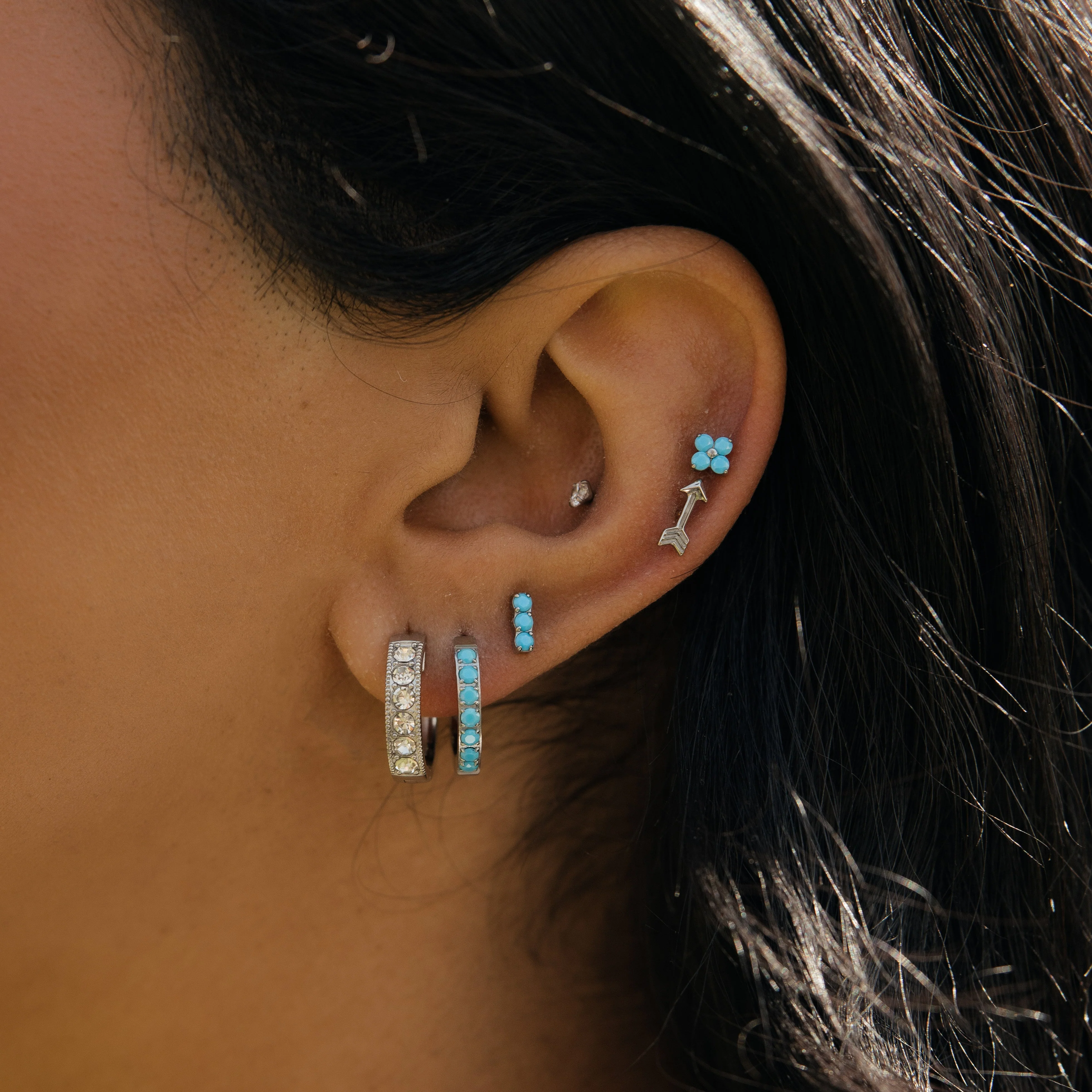 Blue Skies Hoops in Titanium - Image 5