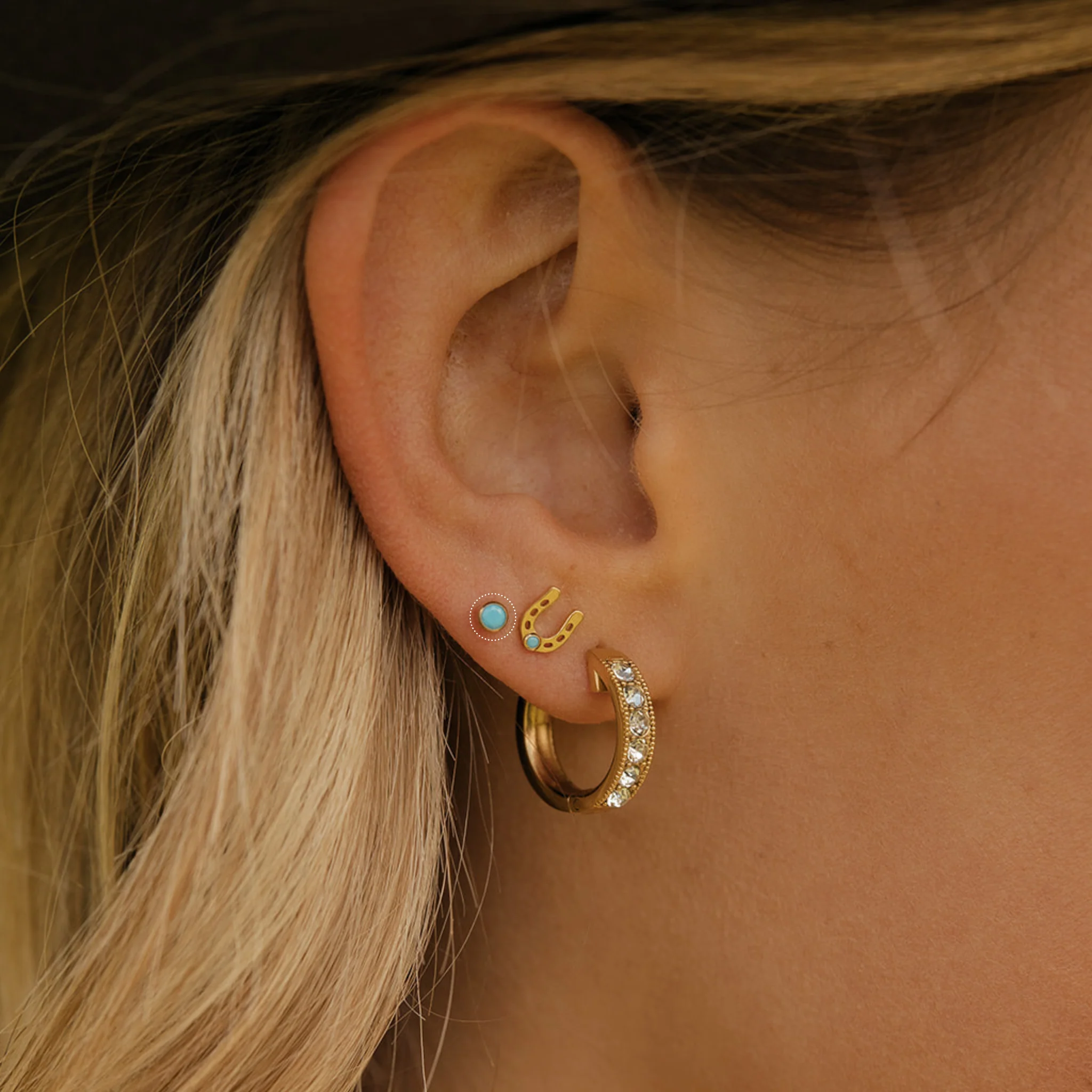 Turquoise Halo Flat Back Stud - Image 3