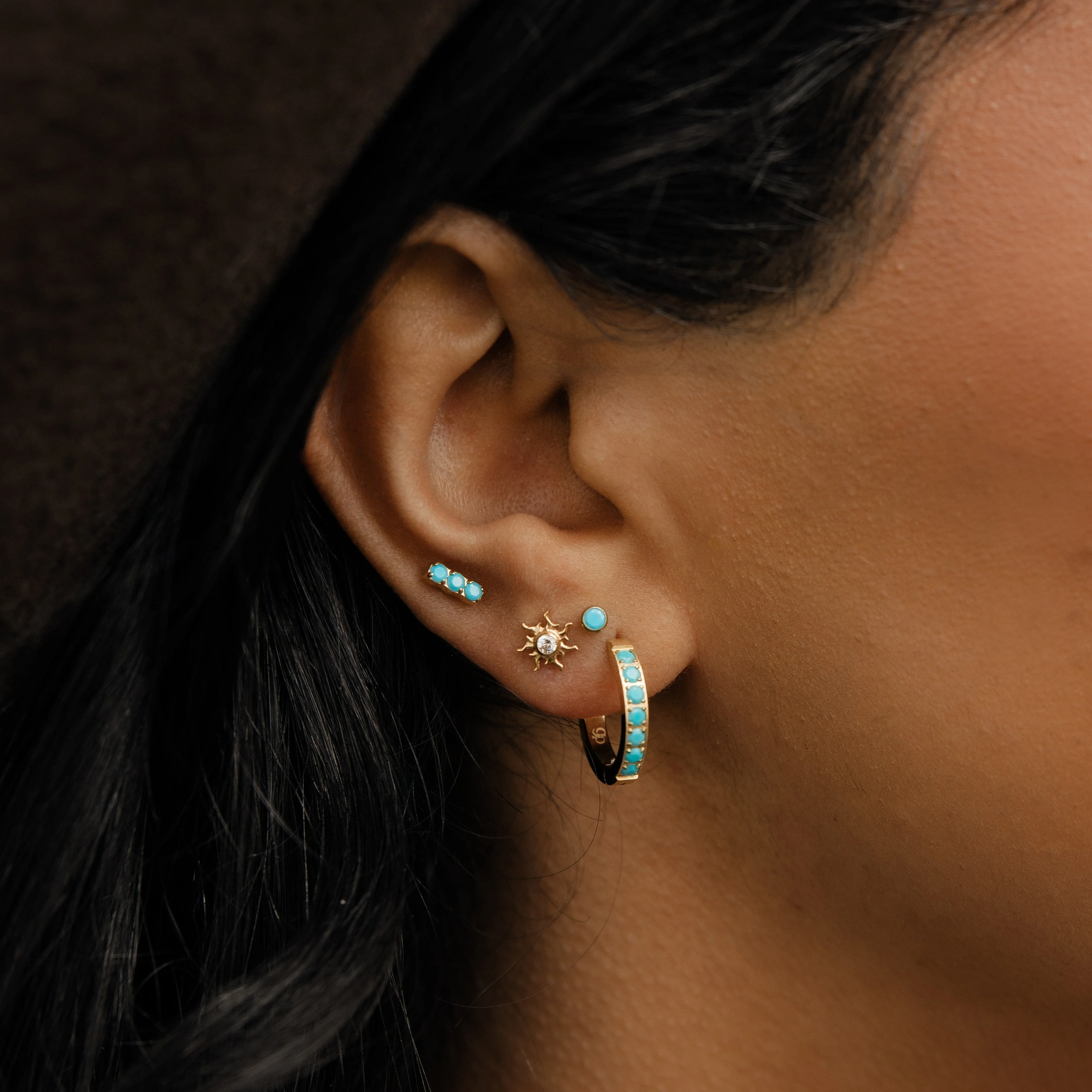 Turquoise Halo Flat Back Stud - Image 4