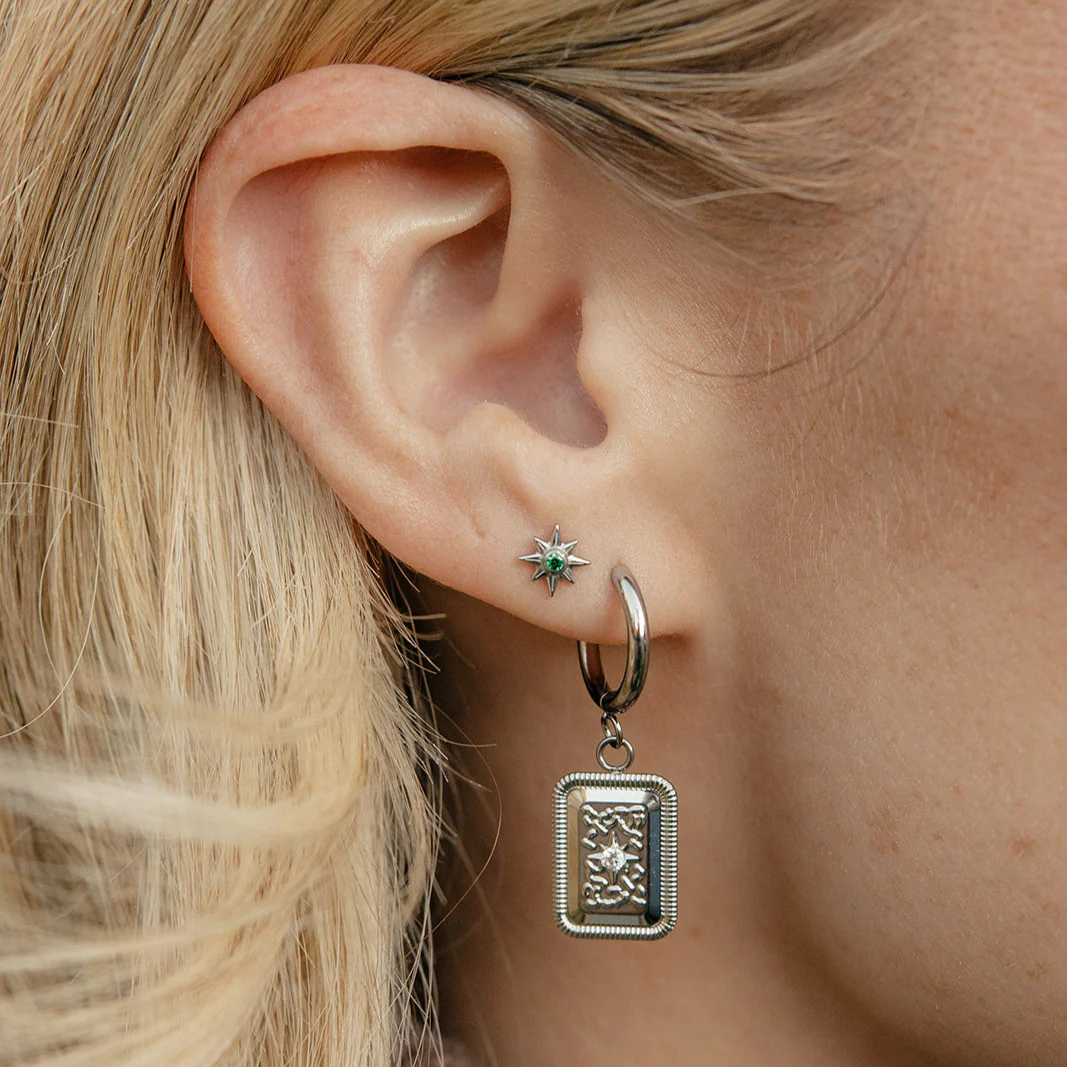 Twinkling Charm Hoops in Titanium - Image 5