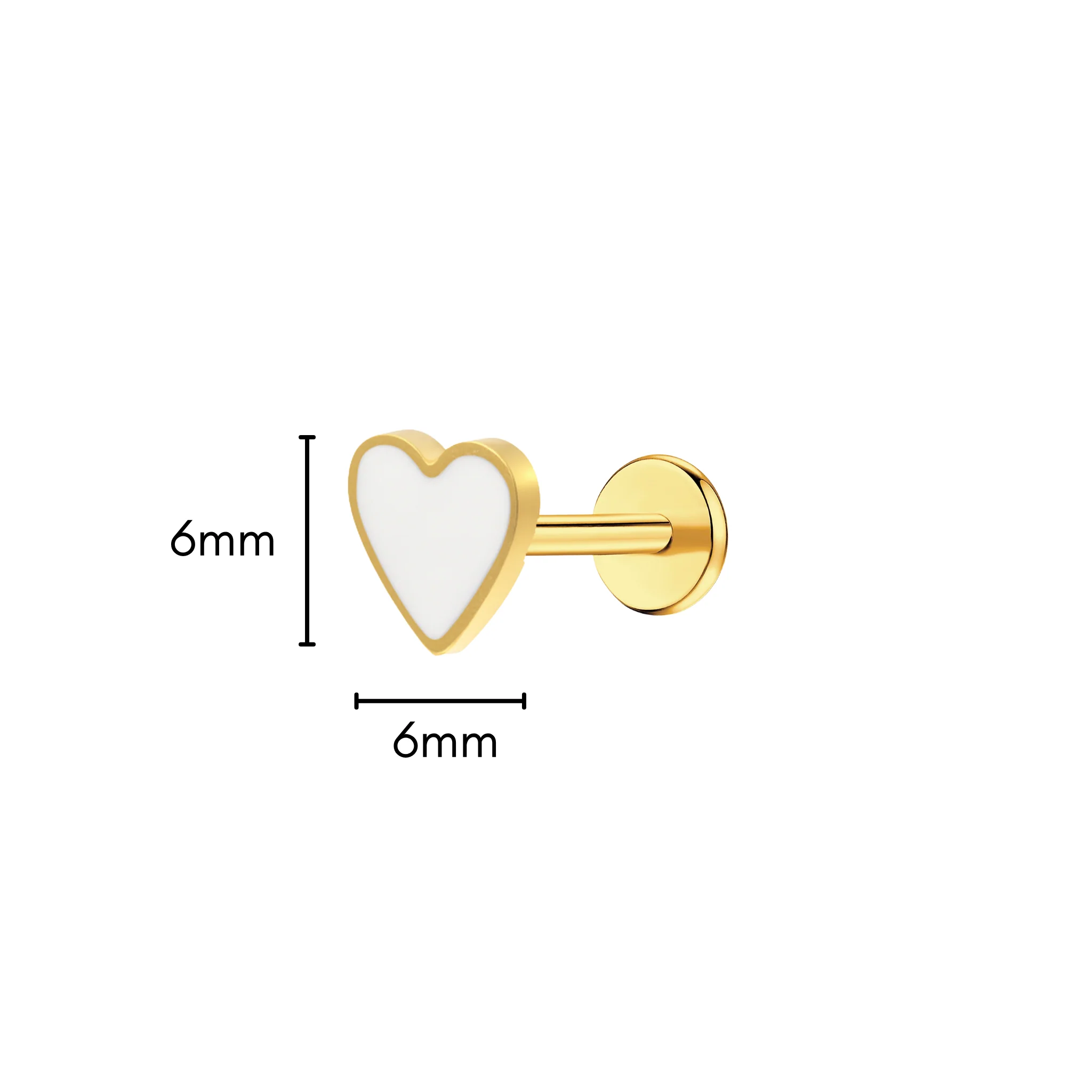 White Heart Enamel Flat Back Stud - Image 6
