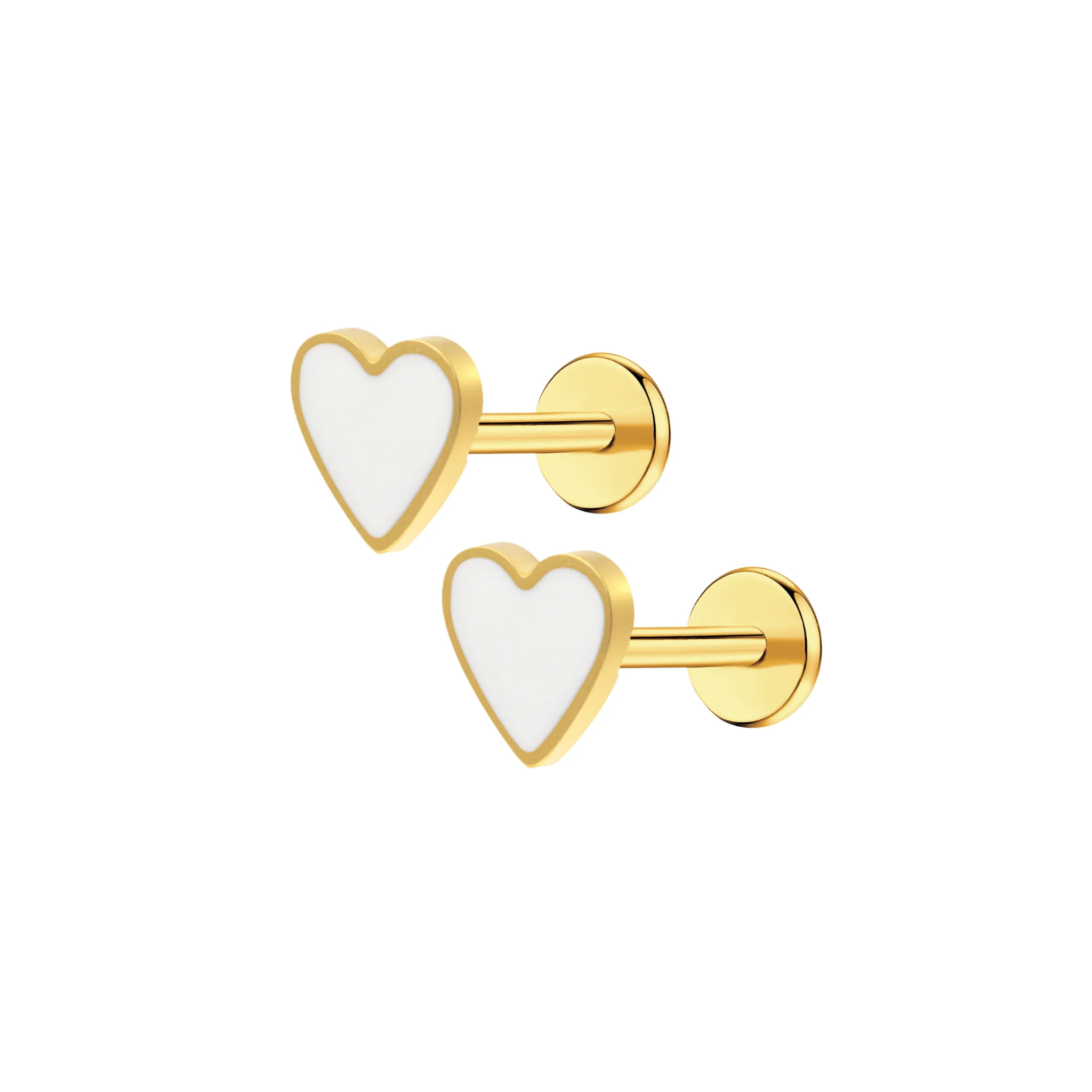 White Heart Enamel Flat Back Stud - Image 8