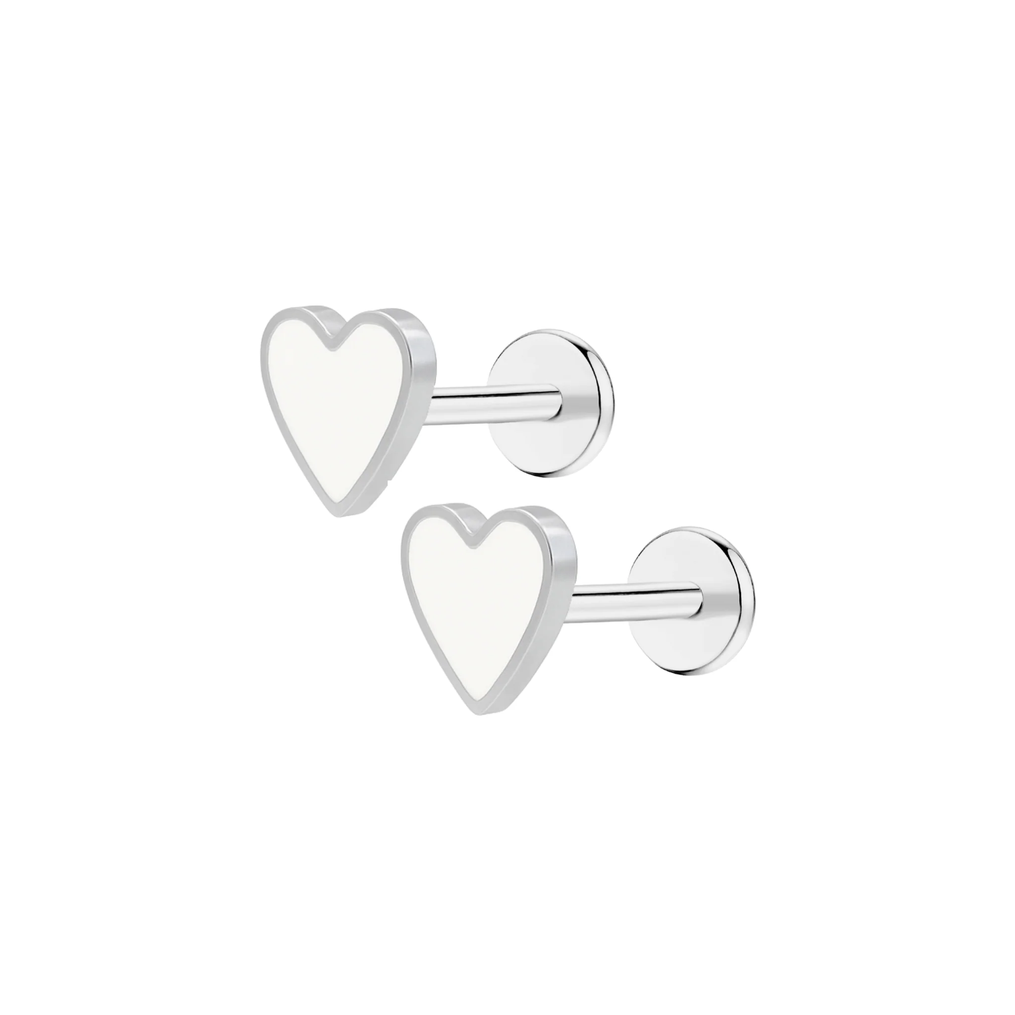 White Heart Enamel Flat Back Stud - Image 9